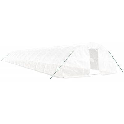 vidaXL Greenhouse 120 m² 24x5x2.3 m White Steel Frame vidaXL Greenhouse 120 m² 24x5x2.3 m White Steel Frame