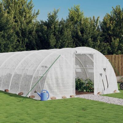 vidaXL White Greenhouse 20x4x2 m with Steel Frame - Greenhouse vidaXL White Greenhouse 20x4x2 m with Steel Frame - Greenhouse