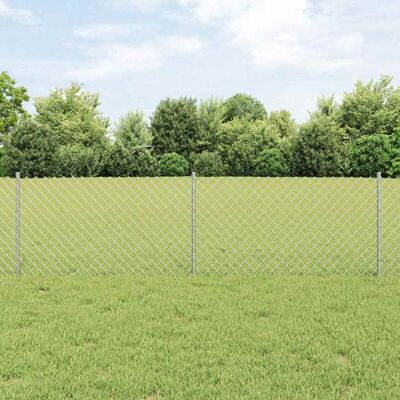 vidaXL Garden Fence 0.6x10 m Silver Steel Mesh with 10 U Posts vidaXL Garden Fence 0.6x10 m Silver Steel Mesh with 10 U Posts