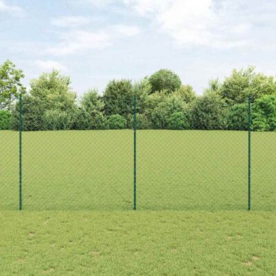 vidaXL - Chain Link Fence with 10 Posts or Green 1.5x10 m Steel vidaXL - Chain Link Fence with 10 Posts or Green 1.5x10 m Steel