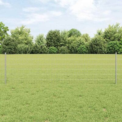 vidaXL 2-Piece Galvanized Steel Fence - Fence vidaXL 2-Piece Galvanized Steel Fence - Fence