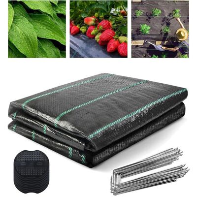 AULEDIO Mulch film 20 m × 1 m, 70 g/m² – Geotextile weed barrier – Water-permeable – Includes 30 stakes and spacers – Water and weed-permeable AULEDIO Mulch film 20 m × 1 m, 70 g/m² – Geotextile weed barrier – Water-permeable – Includes 30 stakes and spacers – Water and weed-permeable
