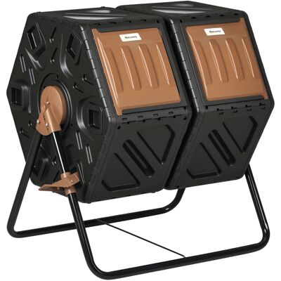 Outsunny 130L Compost Bin Dual Chamber Rotating Composter w/ Ventilation Holes Outsunny 130L Compost Bin Dual Chamber Rotating Composter w/ Ventilation Holes