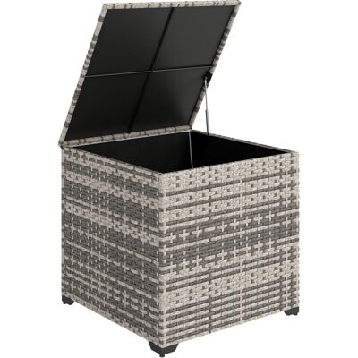 Outsunny 253L Garden Storage Box, Rattan Deck Box with Liner, Mixed Grey Outsunny 253L Garden Storage Box, Rattan Deck Box with Liner, Mixed Grey