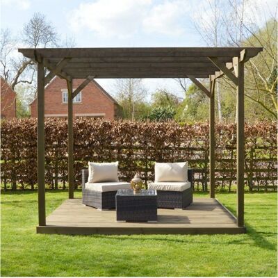 Rutland County Garden Furniture Ltd - Pergola and Decking Kit - L240 x W240 x H270 cm - Rustic Brown Rutland County Garden Furniture Ltd - Pergola and Decking Kit - L240 x W240 x H270 cm - Rustic Brown