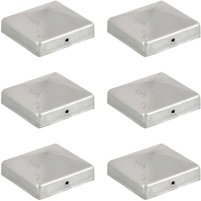 vidaXL Pyramid Fence Post Caps 6 pcs Galvanised Metal 81x81 mm vidaXL Pyramid Fence Post Caps 6 pcs Galvanised Metal 81x81 mm