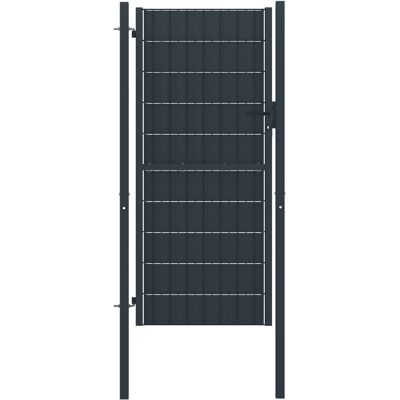 vidaXL Fence Gate PVC Steel 100x204cm Anthracite - Fence Gate vidaXL Fence Gate PVC Steel 100x204cm Anthracite - Fence Gate