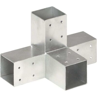 vidaXL Post Connector X Shape Galvanised Metal - Garden Post Connector vidaXL Post Connector X Shape Galvanised Metal - Garden Post Connector