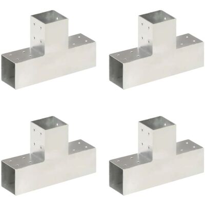vidaXL Post Connectors galvanised 81x81 mm T shape 4 pcs vidaXL Post Connectors galvanised 81x81 mm T shape 4 pcs