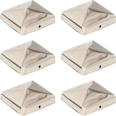 Pyramid Fence Post Caps 6 pcs Stainless Steel 71x71 mm vidaXL Pyramid Fence Post Caps 6 pcs Stainless Steel 71x71 mm vidaXL