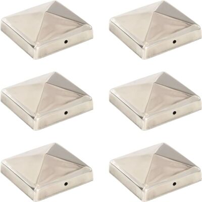 Pyramid Fence Post Caps 6 pcs Stainless Steel 91x91 mm vidaXL Pyramid Fence Post Caps 6 pcs Stainless Steel 91x91 mm vidaXL