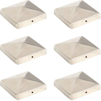 vidaXL Pyramid Fence Post Caps 6 pcs Stainless Steel - Fence Post Cap vidaXL Pyramid Fence Post Caps 6 pcs Stainless Steel - Fence Post Cap