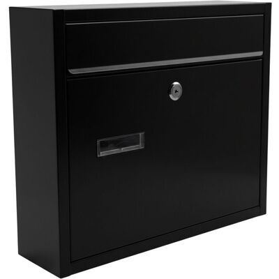 Relaxdays letterbox with nameplate, 4 keys, horizontal, dimensions HxWxD: 31 x 36 x 10 cm, metal, black Relaxdays letterbox with nameplate, 4 keys, horizontal, dimensions HxWxD: 31 x 36 x 10 cm, metal, black