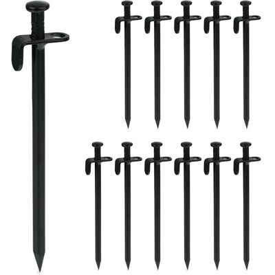Relaxdays Tent Stakes Set 12 Zinc Steel with Hooks - 20cm Relaxdays Tent Stakes Set 12 Zinc Steel with Hooks - 20cm