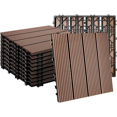 Relaxdays WPC decking tiles, 11 pcs, 30x30 cm, weatherproof balcony & terrace, click system, 1 m², wood look, brown Relaxdays WPC decking tiles, 11 pcs, 30x30 cm, weatherproof balcony & terrace, click system, 1 m², wood look, brown