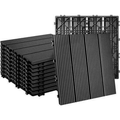 Relaxdays WPC decking tiles, 11 pc, 30x30 cm, balcony & terrace, weatherproof, click system, 1 m², wood-look, anthracite Relaxdays WPC decking tiles, 11 pc, 30x30 cm, balcony & terrace, weatherproof, click system, 1 m², wood-look, anthracite