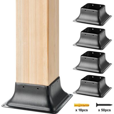 VEVOR 101.6x101.6mm Post Base 4Pcs, Internal 91x91mm Heavy Duty Powder-Coated Steel Post Bracket Fit for Standard Wood Post Anchor, Decking Post Base VEVOR 101.6x101.6mm Post Base 4Pcs, Internal 91x91mm Heavy Duty Powder-Coated Steel Post Bracket Fit for Standard Wood Post Anchor, Decking Post Base