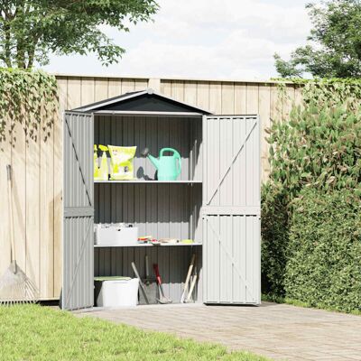 vidaXL Garden Shed Anthracite Galvanised Steel Outdoor Tool Storage Shed House vidaXL Garden Shed Anthracite Galvanised Steel Outdoor Tool Storage Shed House
