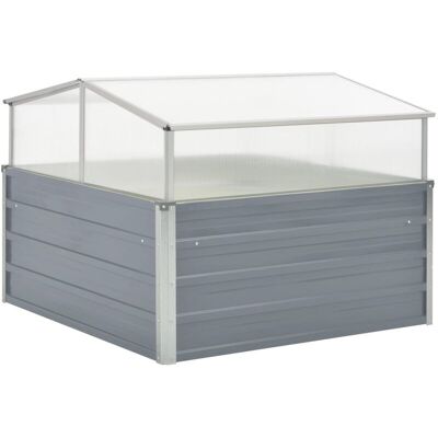 vidaXL Greenhouse Galvanised Steel Grey Outdoor Gardening Planter Propagator vidaXL Greenhouse Galvanised Steel Grey Outdoor Gardening Planter Propagator