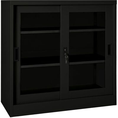 vidaXL Black Steel Sliding Door Storage Cabinet - 90x40x90 cm vidaXL Black Steel Sliding Door Storage Cabinet - 90x40x90 cm