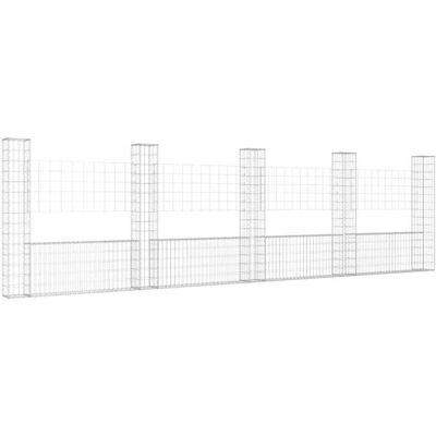vidaXL U-shape Gabion Basket with 5 Posts - Garden Fence vidaXL U-shape Gabion Basket with 5 Posts - Garden Fence