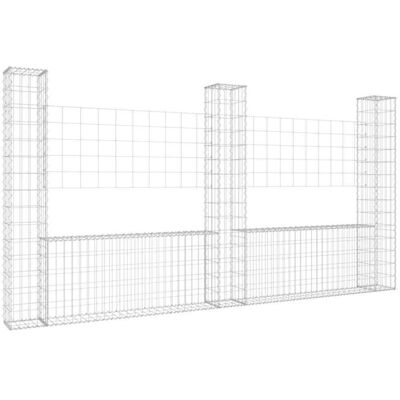 vidaXL U-shape Gabion Basket with 3 Posts - Garden Wire Fence Wall vidaXL U-shape Gabion Basket with 3 Posts - Garden Wire Fence Wall