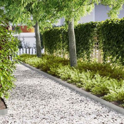 vidaXL Galvanized Steel 100 x 0.5 x 15 cm Durable Garden Edging - Garden Edging Set vidaXL Galvanized Steel 100 x 0.5 x 15 cm Durable Garden Edging - Garden Edging Set