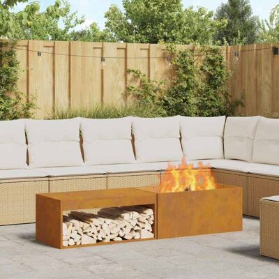 vidaXL Brown Weathered Steel Wood Fire Pit - Fire Pit vidaXL Brown Weathered Steel Wood Fire Pit - Fire Pit