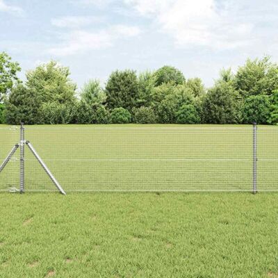 vidaXL Fence Kit - 7 Postes 0.8x10 m Galvanized Steel vidaXL Fence Kit - 7 Postes 0.8x10 m Galvanized Steel