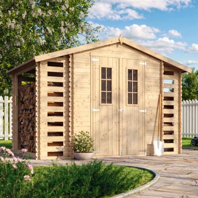 TIMBELA M391C+M391G Garden Shed - Weather-resistant, Natural Light, Double Doors TIMBELA M391C+M391G Garden Shed - Weather-resistant, Natural Light, Double Doors