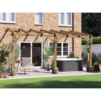 DUNSTER HOUSE LTD. Dunster House Wooden Lean To Pergola Kit 5m x 3m Wall Mounted Garden Plant Frame Leviathan DUNSTER HOUSE LTD. Dunster House Wooden Lean To Pergola Kit 5m x 3m Wall Mounted Garden Plant Frame Leviathan