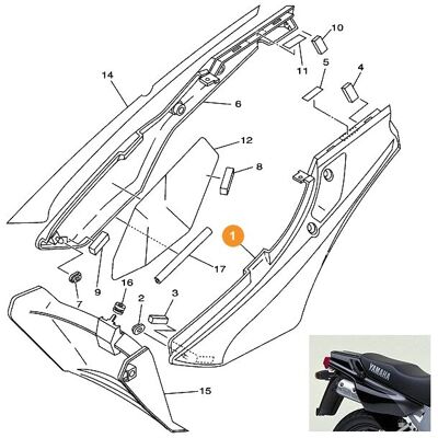 Yamaha 4GW-21711-00-P7 Side Cover 1 (Left) TDR125 2001 Black and Gray Yamaha 4GW-21711-00-P7 Side Cover 1 (Left) TDR125 2001 Black and Gray
