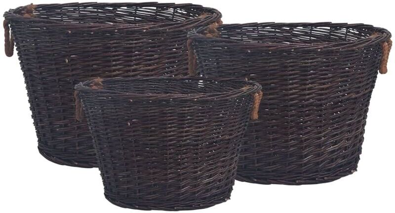 Vidaxl - 3 Piece Stackable Firewood Basket Set Dark Brown Willow