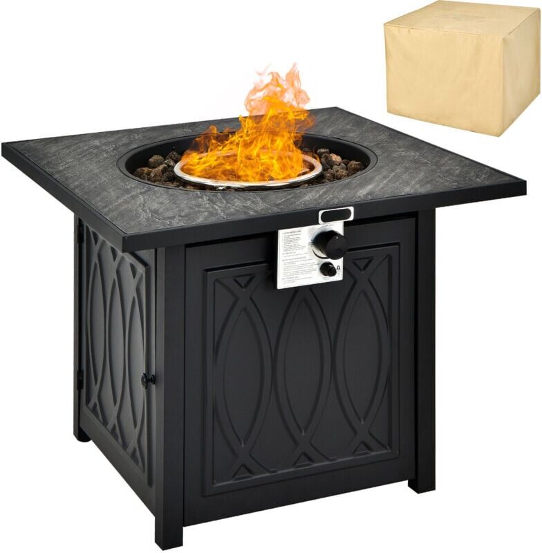 Costway - 50000BTU Square Propane Firepit w/High-temp Resistant Tabletop Gas FirePit Table