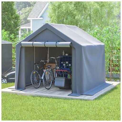 Birchtree - Outdoor Garden Storage Tent Bike Motorcycle Carport Shed Shelter Steel Frame 8X8FT Dark Grey
