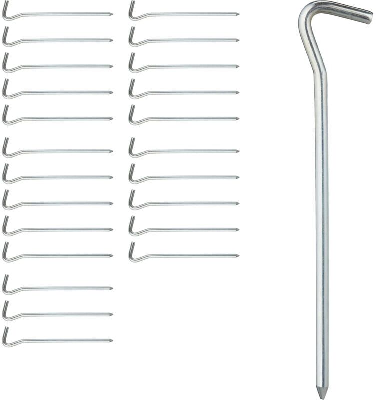 Relaxdays - Tent Pegs Set of 240, Ground Anchor for Hard Soil, Camping, Iron, Rounded Hooks, Metal, Durable, 18cm, Silver