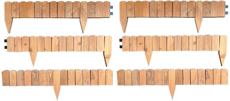 Selections - Set of 6 Wooden Lawn Edging Log Roll Style Panels (420cm x 10cm)