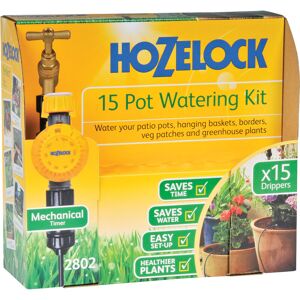Hozelock Drip Watering Kit 15 Pot : Self-contained System Complete with Timer, Ideal for Potted Plants and Window Boxes, for Precise, Water-saving Watering
