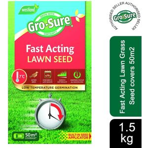 Gro-sure - Fast Acting Lawn Grass Seed covers 50m2, 1.5Kg Box