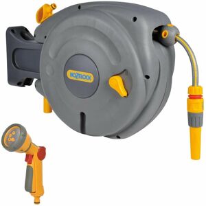 2485 10m Mini Hose Reel Automatic Retracting Auto Reel & 2679 Spray Gun - Hozelock