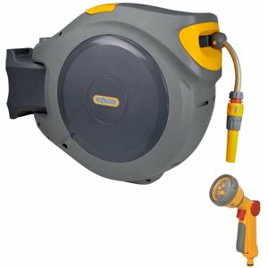 2595 40m Auto Reel Retractable Hose System Wall Mounted 2679 Spray Gun - Hozelock