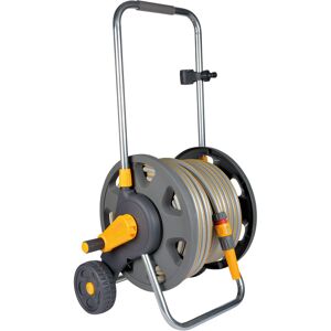 Hozelock Cart Reel 60m, Supplied with 50m Hose : Max Capacity 60m, Reinforced Axis, Freestanding, Stable and Easy to Use, Integrated Handle, Supplied with 2