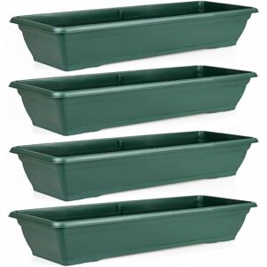 GR8 GARDEN Large 72cm Garden Plastic Trough Balcony Planter Flower Plant Pot Tub Window Box[Set Of 4 Green] - Green