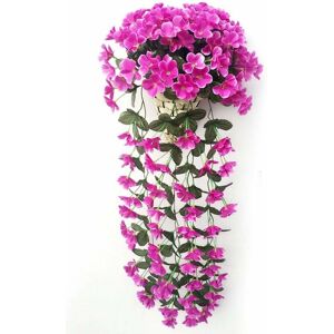 1 Bunch Wall Hanging Artificial Purple Orchid Flower Rattan Plant Basket Purple Decor Durable and Useful-DENUOTOP