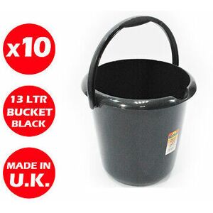 VISS 10 x 13 litre plastic storage bucket - with handle - waste - water -large -black