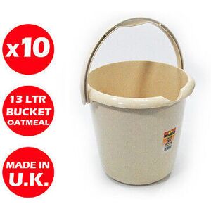 VISS 10 x 13 LITRE PLASTIC STORAGE BUCKET - WITH HANDLE -WASTE -WATER -LARGE -OATMEAL