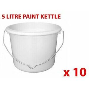 VISS 10 x 5 litre plastic paint kettle pots painting pots kettle white with handle