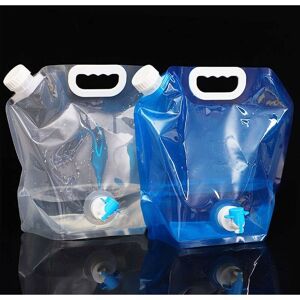 Héloise - 2 Pack Collapsible Water Can with Tap, Water Reservoir, Camping Water Tank, 5L, bpa Free, Clear & Blue