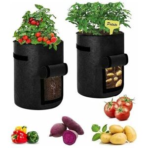 ORCHIDÉE 2 Pack Plant Grow Bags, Garden Potato Grow Bags (5 Gallon, Black)