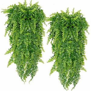 MUMU 2 pieces artificial plant Boston fern plants, artificial artificial plant wall hanging, wedding decoration for home and outdoor